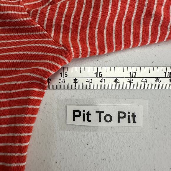 Old Navy Womens M Y2K Top Orange White‎ Striped Scoop Neck Stretch Retro - Picture 5 of 7